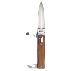 Nůž vyhazovací s dřevěnou střenkou s otvíráky
