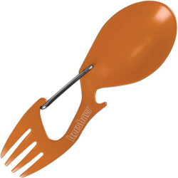 Příbor RATION s otvírákem a karabinou ORANŽOVÝ