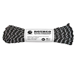 Šňůra PARACORD nylon 550LB ø 4 mm / 30 m ČERNÁ s refelxními nitkami