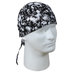 Šátek HEADWRAP s lebkami ČERNÝ