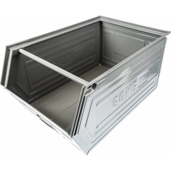 Bedna plechová ukládací zkosená 63kg / 400×600×300mm použitá
